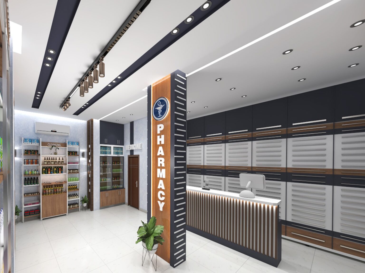 commercial pharmacy interior design by consept art in new cairo