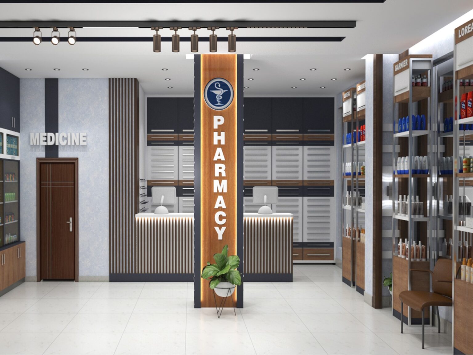 commercial pharmacy interior design by consept art in new cairo